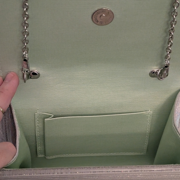 Kurt Geiger London Party Glitter Envelope Clutch in Silver - Picture 6 of 6